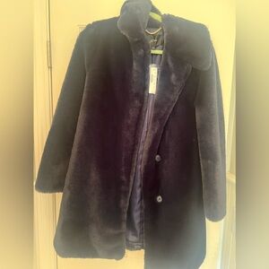 J. Crew Navy Faux Fur Coat